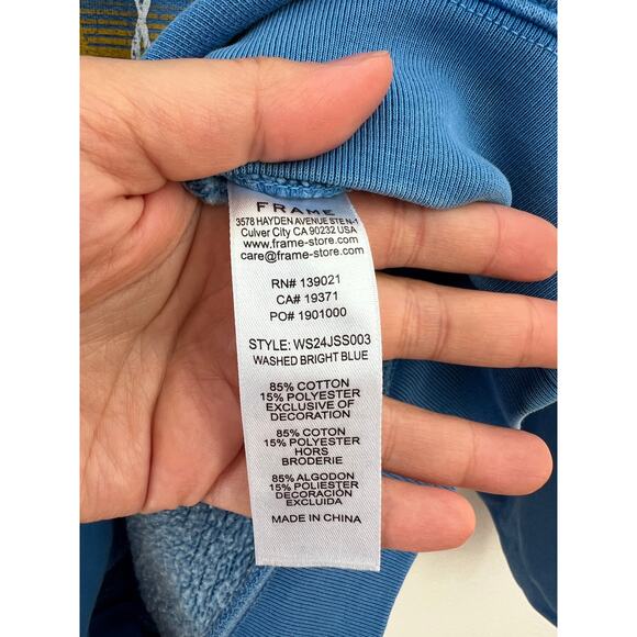 Frame Vintage La Sweatshirt in Washed Bright Blue S - Picture 6 of 10